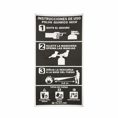 ETIQUETA INSTRUCCIONES EXTINTOR PORTATIL PQS