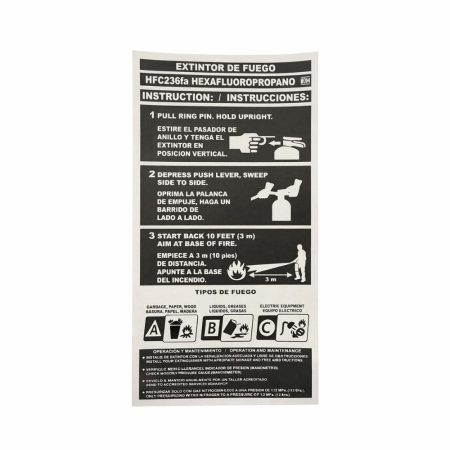 ETIQUETA INSTRUCCIONES Y USO PARA EXTINTOR HFC236FA